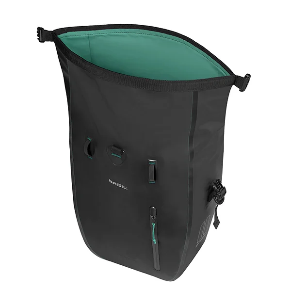 Torba za kolo Basil Rivo L - single bag tarpaulin MIK Hooks - 25–31L - black
